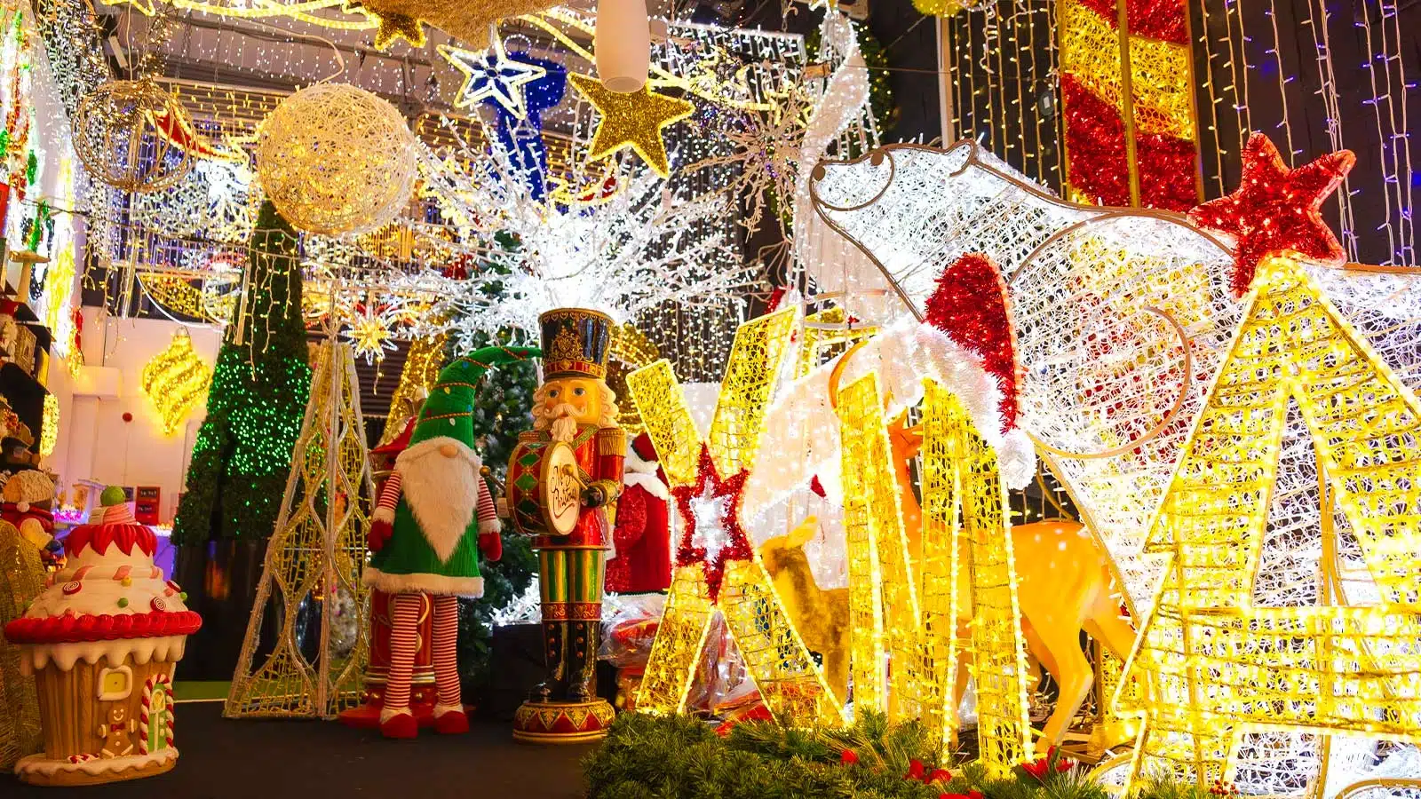 Christmas lights and decorated trees on display at the Walkinstown showroom