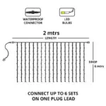 Connectable LED Curtain Lights 6M Dimensions