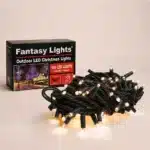 Connectable warm white outdoor Christmas lights black cable