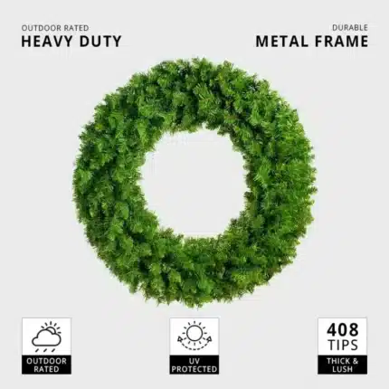 Outdoor evergreen plain Christmas wreath 100cm features
