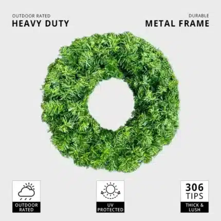 Outdoor evergreen plain Christmas wreath 75cm features