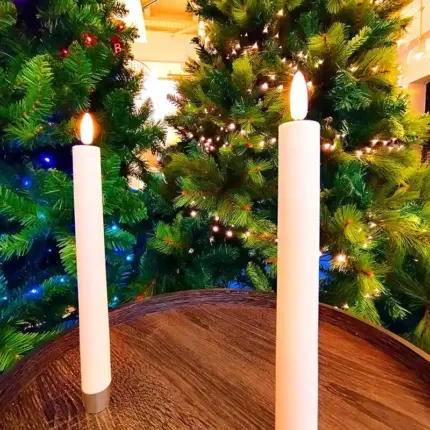 Battery operated LED Christmas candles in white colour made from real wax