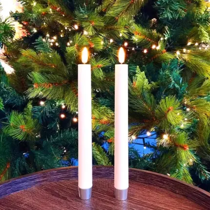 Battery operated LED Christmas candles in white colour made from real wax
