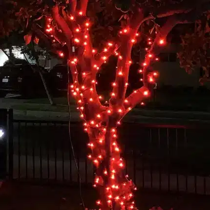 Connectable Red Outdoor Christmas Tree Lights White Cable