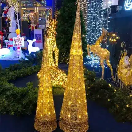 Gold Mesh Christmas Cone Trees