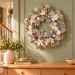 Christmas wreath with mixed white decorations 75cm at home entrance