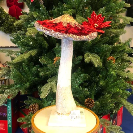 Large Red Mushroom Christmas Tabletop Decoration