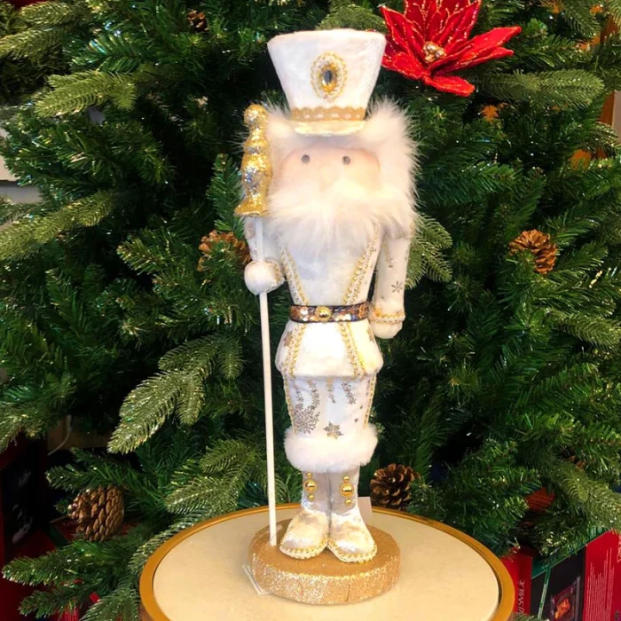 White nutcracker soldier Christmas decoration figurine for table, shelve or mantelpiece