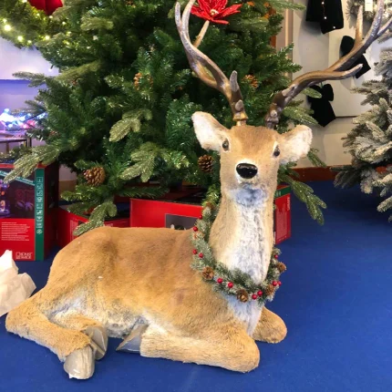 Woodland Sitting Deer Indoor Christmas Decoration