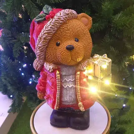 Standing Teddy Bear With Gift Boxes Christmas Table Top Decoration