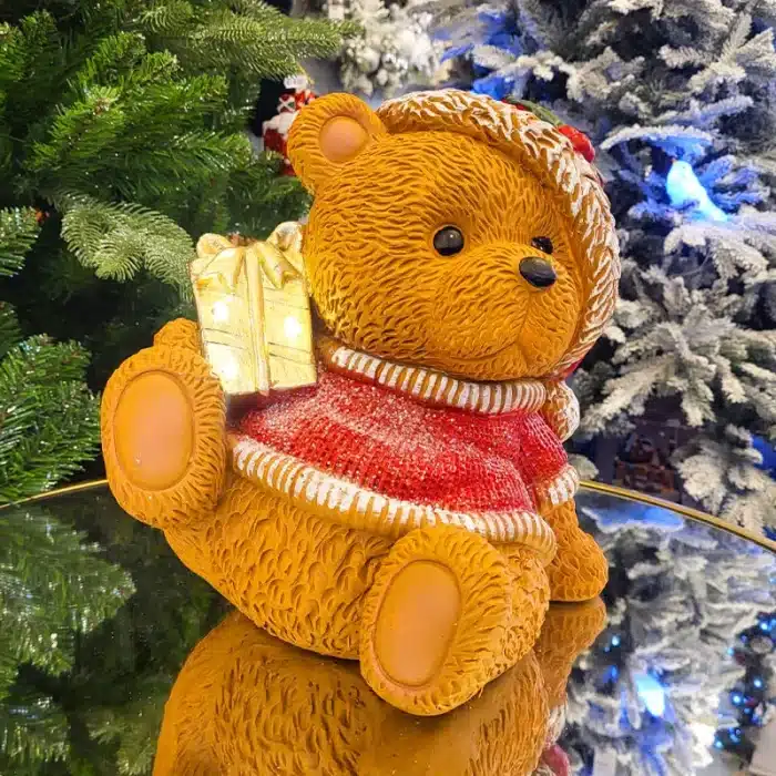 Teddy Bear With Gift Box Christmas Table Decoration