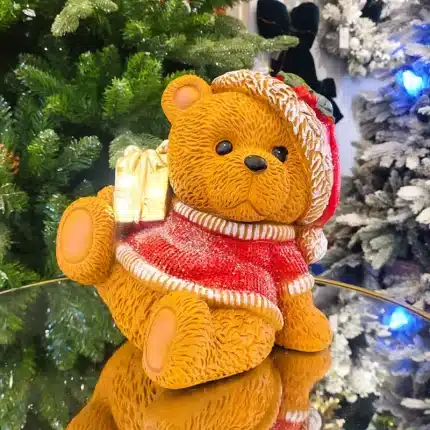 Teddy Bear With Gift Box Christmas Table Decoration