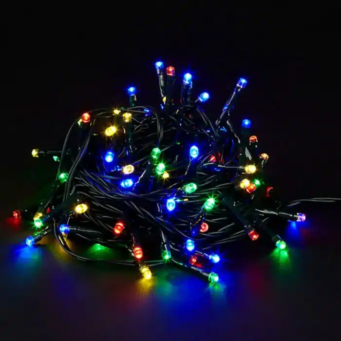 100 LED multicolour battery operated outdoor Christmas lights product image