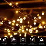 100 LED multifunction connectable Christmas lights black cable features