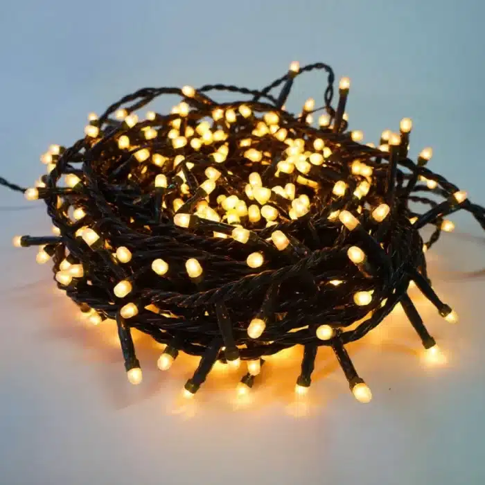 100 LED multifunction connectable Christmas lights black cable warm white