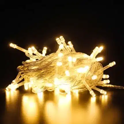 100 LED multifunction connectable Christmas lights clear cable warm white