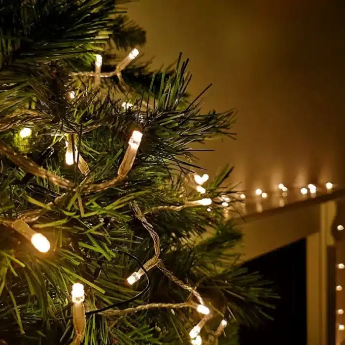 100 LED multifunction connectable Christmas lights clear cable indoor tree display
