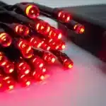 100 LED red battery operated outdoor Christmas lights close view