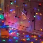200 LED multicolour with twinkle battery operated Christmas lights indoor display