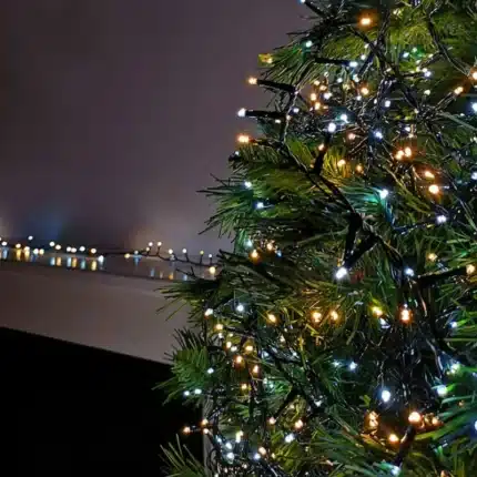 200 LED warm white with ice white flash battery operated Christmas lights indoor tree display