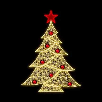2D red star tree Christmas decoration for outdoor use