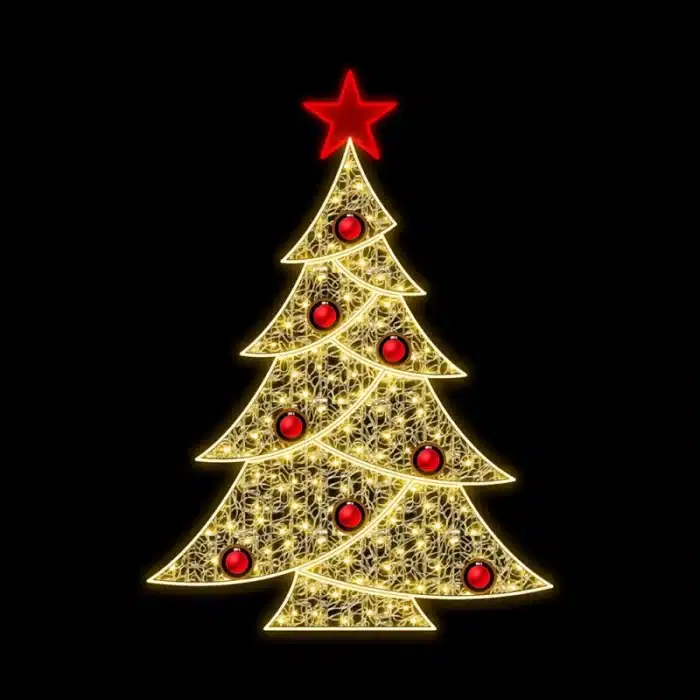 2D red star tree Christmas decoration for outdoor use
