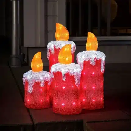Christmas candles set outdoor decoration made from acrylic with 144 ice white LED lights