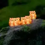 Acrylic owls family outdoor Christmas decoration set with 40 warm white LED lights