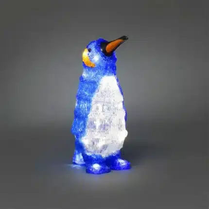 Penguin in multi colour design made from acrylic outdoor Christmas decoration with 24 white LED lights