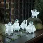 Acrylic baby penguins outdoor Christmas decoration set with 40 ice white LED lights
