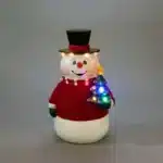 Battery operated snowman outdoor Christmas decoration illuminated view