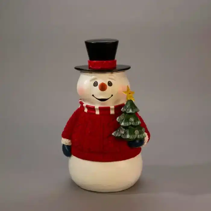 Battery operated snowman outdoor Christmas decoration unlit view