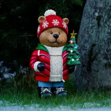 Battery operated teddy bear Christmas decoration for outdoor use