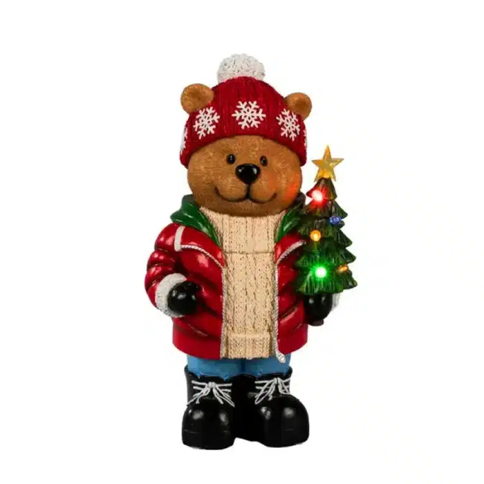Battery operated teddy bear outdoor Christmas decoration product image