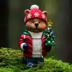 Battery operated teddy bear outdoor Christmas decoration with timer function