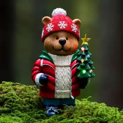 Battery operated teddy bear outdoor Christmas decoration with timer function