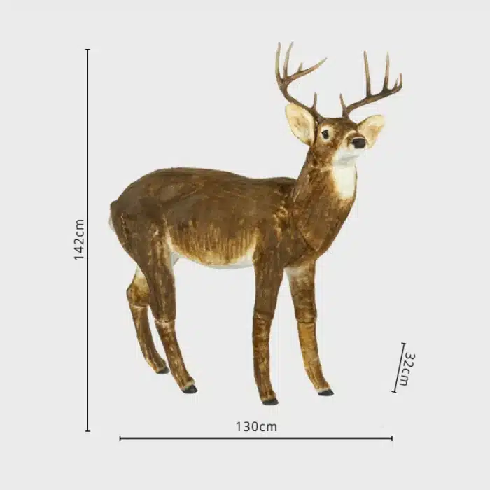Big brown furry reindeer Christmas decoration 142cm dimensions