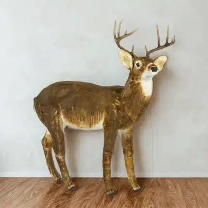 Big brown furry reindeer Christmas decoration 142cm tall indoor display