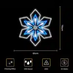 Blue snowflake with chasing effect 2D Christmas decoration size and features