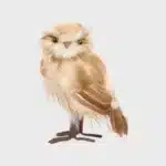 Brown furry owl indoor Christmas decoration with smooth head 27cm tall