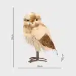 Brown furry owl with smooth head Christmas decoration 50cm tall dimensions