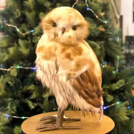 Brown furry owl with smooth head Christmas decoration 50cm tall product image