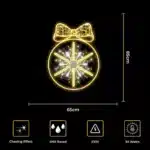 Chasing effect Christmas bauble with bow 2D decoration size and features