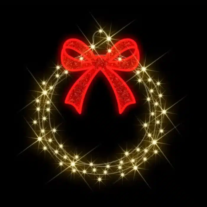 Christmas wreath with red bow 2D decoration for outdoor use