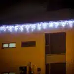 Connectable 192 LED triangle icicle lights ice white roofline side display