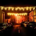 Connectable 192 LED triangle icicle lights warm white street Christmas display