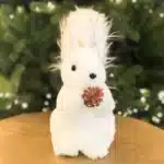 Fluffy squirrel with pine cone Christmas decoration 26cm tall front angle