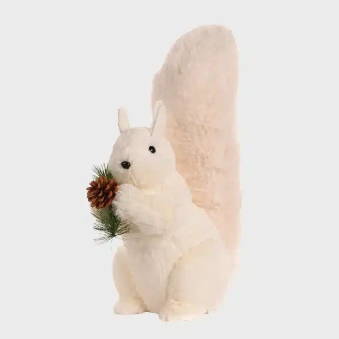 Fluffy squirrel with pine cone indoor Christmas decoration 44cm tall