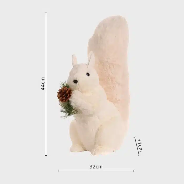 Fluffy squirrel with pine cone indoor Christmas decoration 44cm dimensions
