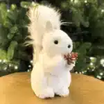Fluffy squirrel with pine cone Christmas decoration 26cm tall product image